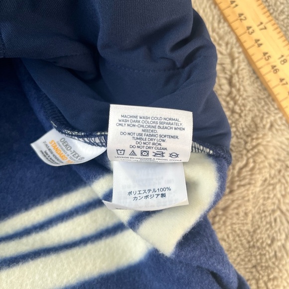 Land’s End Heritage Fleece Snap Neck Pullover Sz S Navy/Ivory Striped. NWT - Picture 8 of 13
